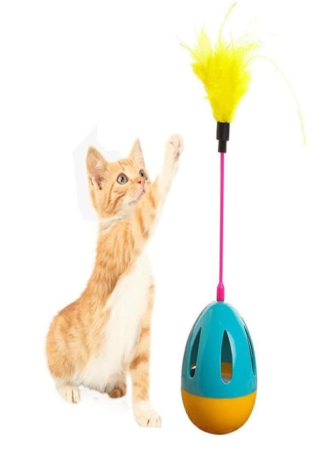 PET FUN لعبة بيت فن للقطط مع ريشة للإثارة وموزع للمكافآت | لعبة دوارة تفاعلية للقطط الصغيرة والكبيرة | تدريب ممتع وتحفيز ذهني (قد يختلف اللون) - Image 1